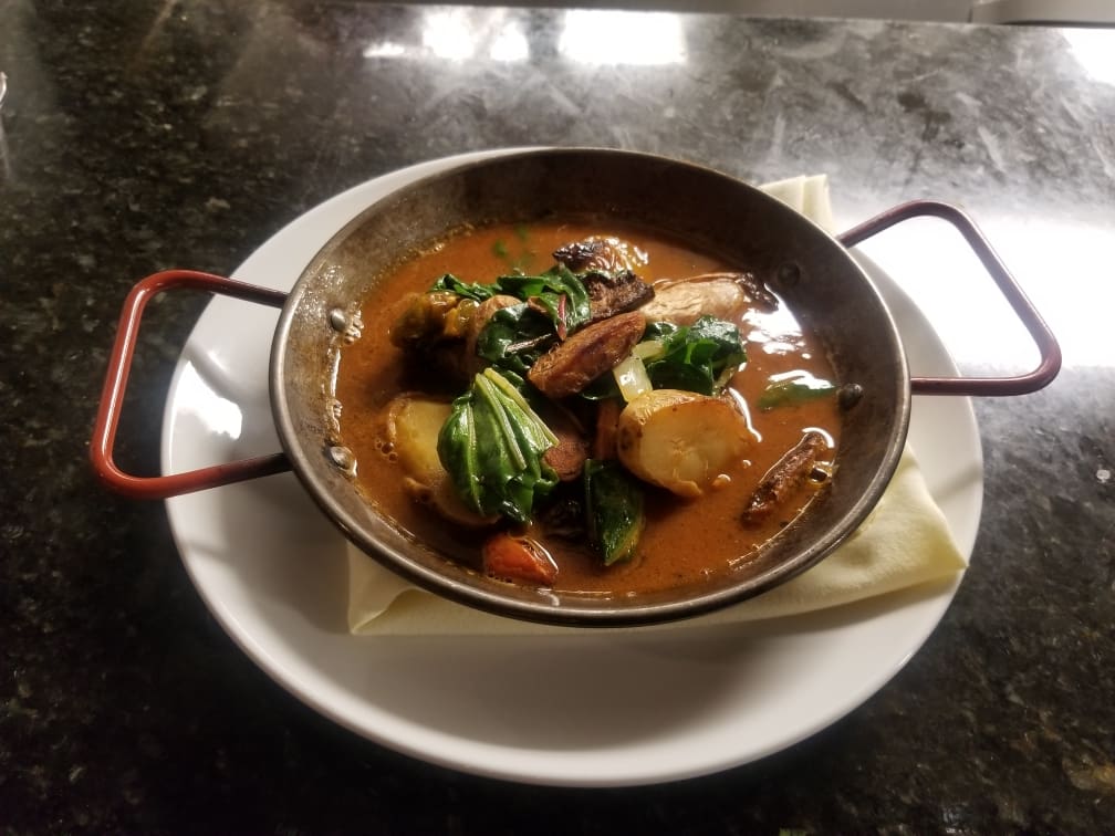 View of dining area and bowling lanes